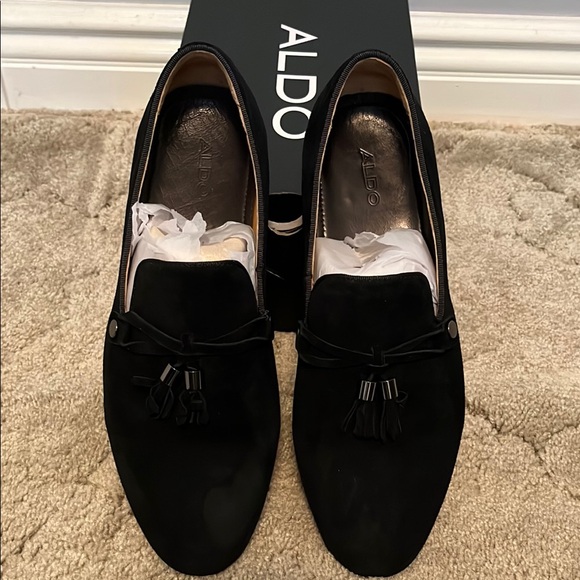 Aldo Men\'s Classic Black Suede Loafers with Tassels main image 5